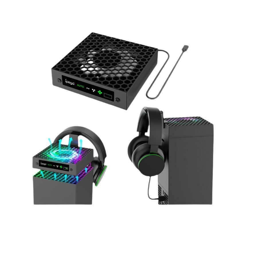 Top Cooling Fan with RGB Headset Stand for Xbox Series X